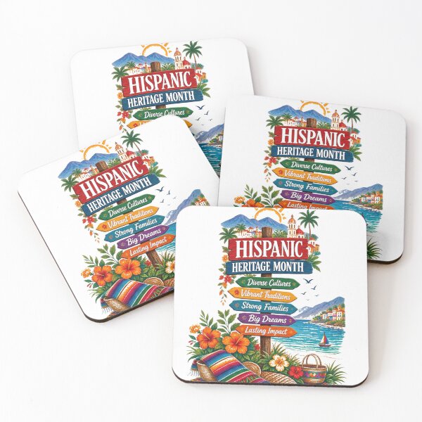 Item preview, Hispanic Heritage Month Coastal Celebration – Vibrant Cultural Signpost & Tropical Beach Art designed and sold by CKADigital.
