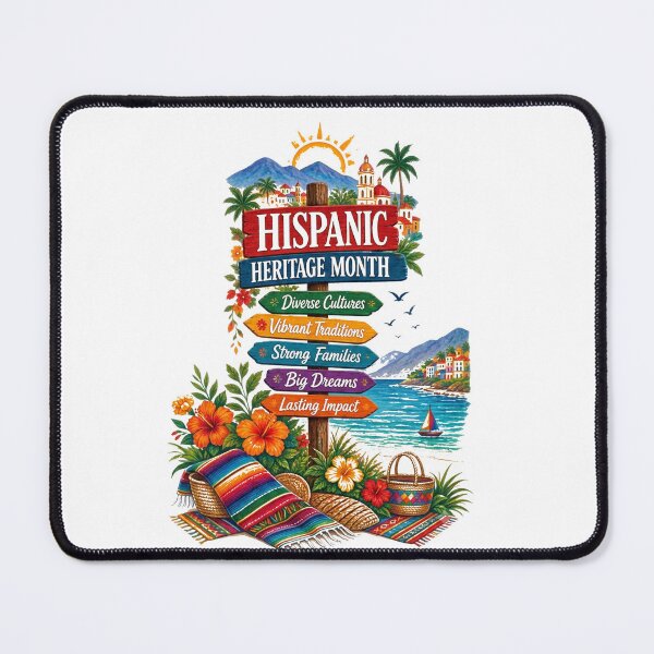 Item preview, Hispanic Heritage Month Coastal Celebration – Vibrant Cultural Signpost & Tropical Beach Art designed and sold by CKADigital.