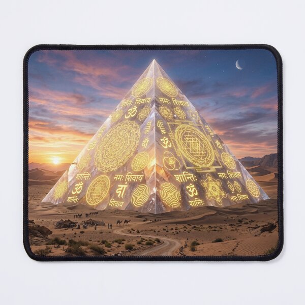 Item preview, Crystal Pyramid with Golden Symbols in Desert designed and sold by Solomon-Ent-144.
