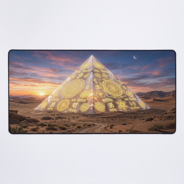 Item preview, Crystal Pyramid with Golden Symbols in Desert designed and sold by Solomon-Ent-144.