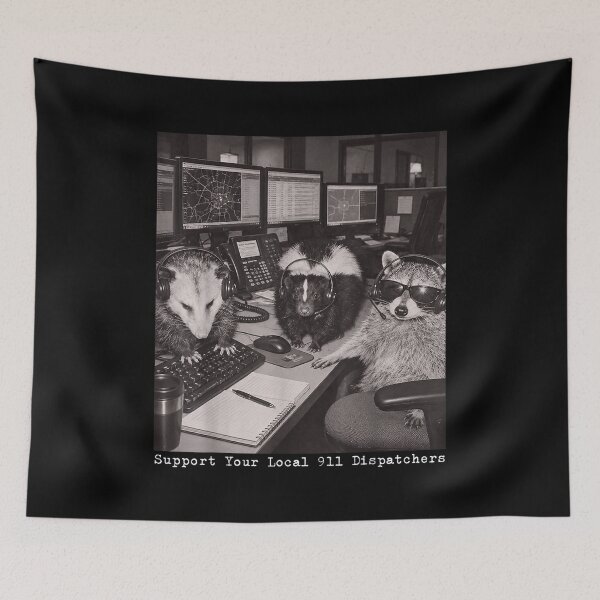 Item preview, Support Your Local 911 Dispatchers Raccoon Possum Skunk designed and sold by RenettaFunky.