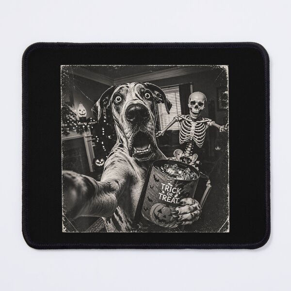 Item preview, Trick Or Treat Halloween Great Dane Scary Skeleton Selfie designed and sold by RenettaFunky.