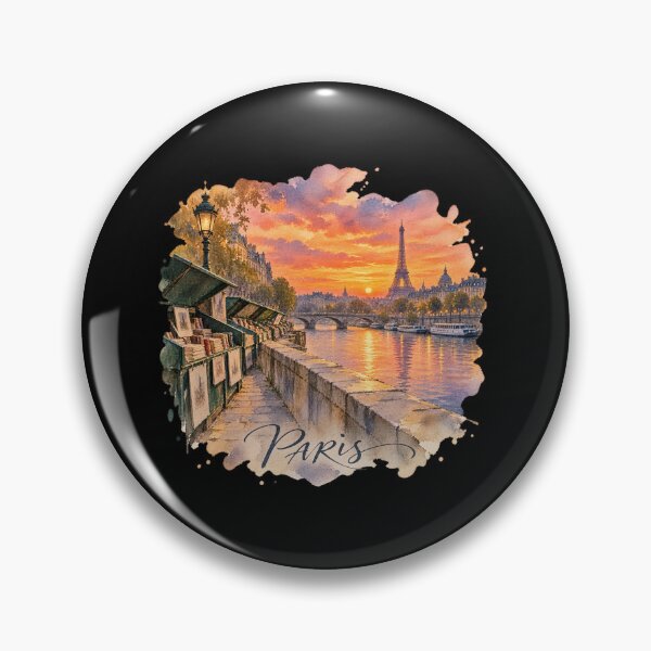 Item preview, Paris Sunset Watercolor | Seine River Eiffel Tower Art designed and sold by Ela-graphicwiz.