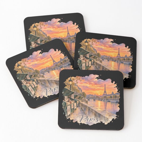 Item preview, Paris Sunset Watercolor | Seine River Eiffel Tower Art designed and sold by Ela-graphicwiz.