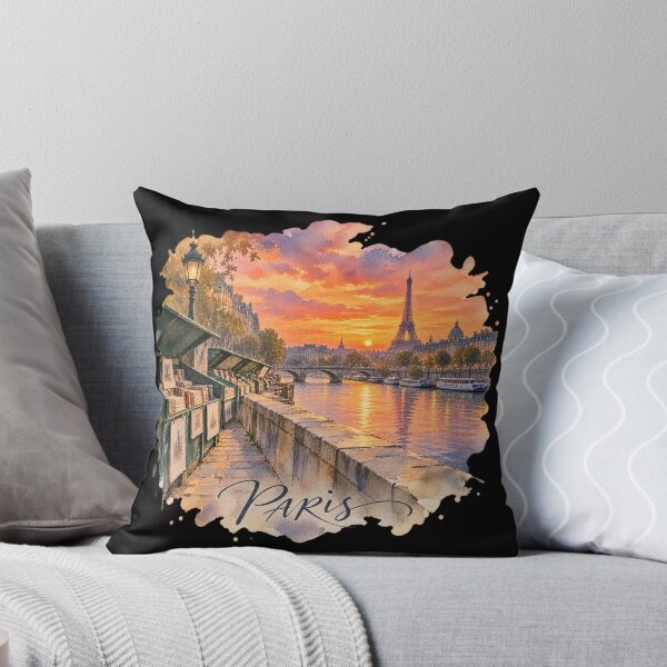 Item preview, Paris Sunset Watercolor | Seine River Eiffel Tower Art designed and sold by Ela-graphicwiz.