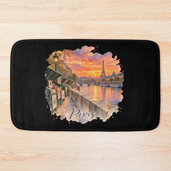 Item preview, Paris Sunset Watercolor | Seine River Eiffel Tower Art designed and sold by Ela-graphicwiz.