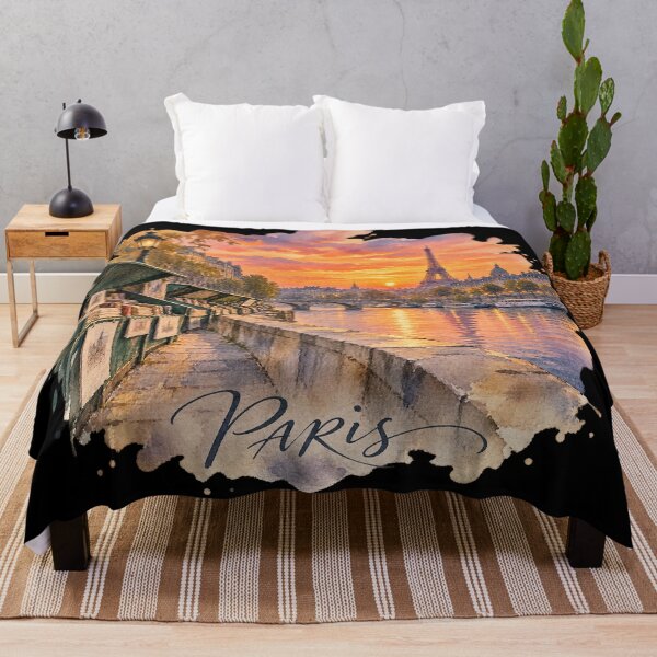 Item preview, Paris Sunset Watercolor | Seine River Eiffel Tower Art designed and sold by Ela-graphicwiz.