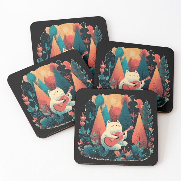 Item preview, Cat Playing Guitar in Autumn Forest – Music Cat designed and sold by D-Oles-Mercher.