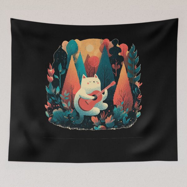 Item preview, Cat Playing Guitar in Autumn Forest – Music Cat designed and sold by D-Oles-Mercher.