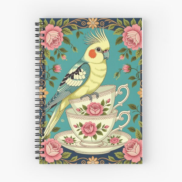 Item preview, An elegant cockatiel perched on a stack of antique porcelain teacups designed and sold by Ponted.