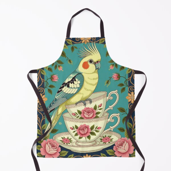Item preview, An elegant cockatiel perched on a stack of antique porcelain teacups designed and sold by Ponted.
