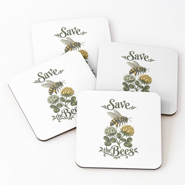 Artikelvorschau, Rettet die Bienen | Botanisches Bestäuber-Motiv im Cottagecore-Stil | Geschenk für Bienenliebhaber entworfen und verkauft von Brackenlume Studio.