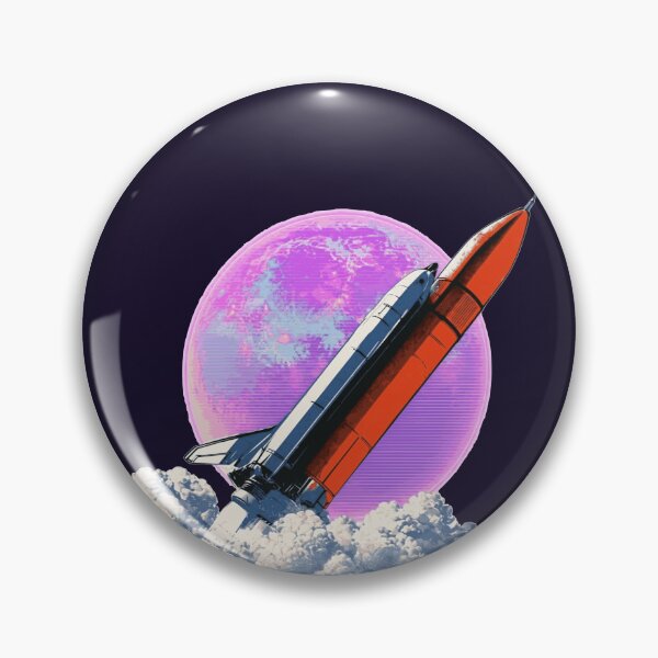 Item preview, Synthwave Space Shuttle Rocket Launch Vaporwave Retro Art designed and sold by KungPowUnicorn.