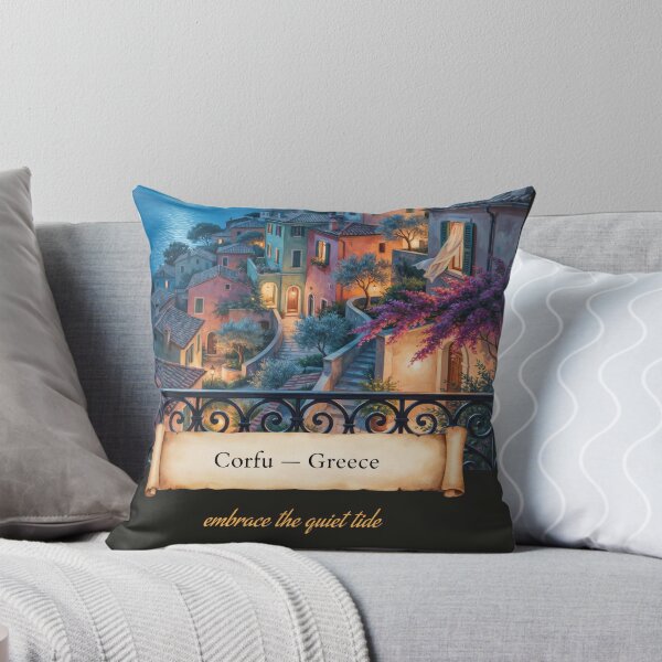 Item preview, Corfu Moonlit Balcony Streetscape — Romantic Mediterranean Night Art designed and sold by stickercuffs.