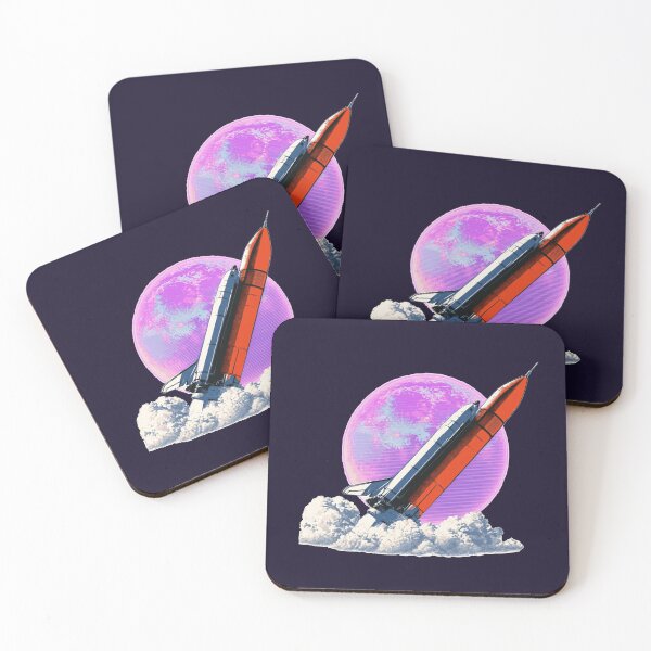 Item preview, Synthwave Space Shuttle Rocket Launch Vaporwave Retro Art designed and sold by KungPowUnicorn.