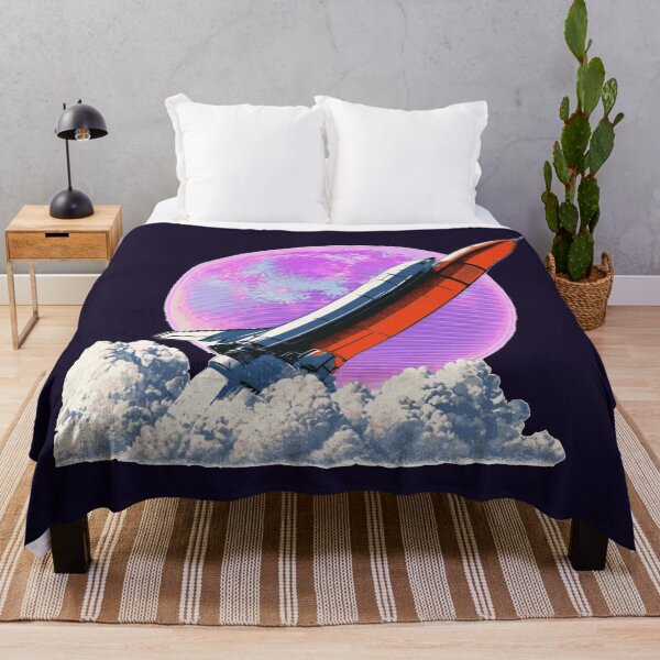 Item preview, Synthwave Space Shuttle Rocket Launch Vaporwave Retro Art designed and sold by KungPowUnicorn.