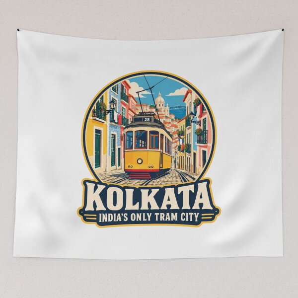 Item preview, Kolkata Tram India Vintage Travel Poster – Calcutta Tram West Bengal Design designed and sold by Globalcitytees.