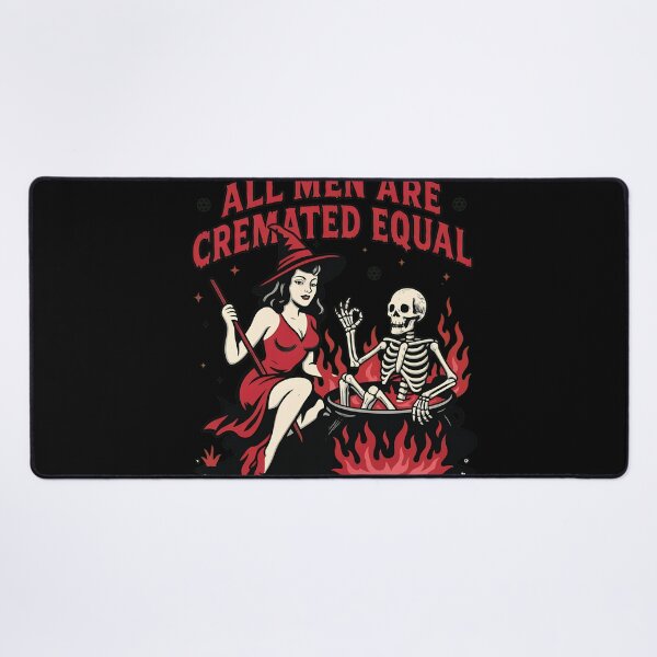 Item preview, All Men Are Cremated Equal Witch Skeleton designed and sold by CarmelReichert.