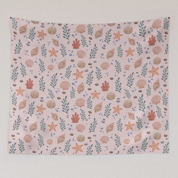 Item preview, Starfish Sand Dollar Coastal Seamless Pattern designed and sold by SheHood.