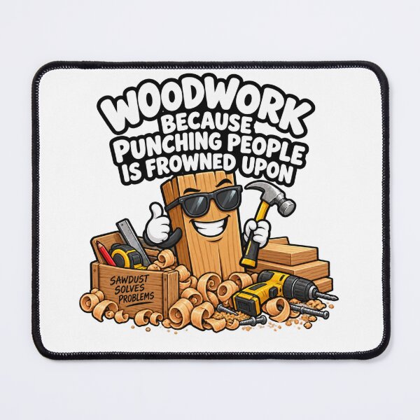 Item preview, Woodwork Because Punching People Is Frowned Upon Funny Design designed and sold by Kenzie & Co.