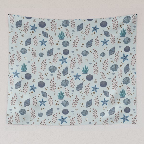 Item preview, Starfish Sand Dollar Coastal Seamless Pattern designed and sold by SheHood.