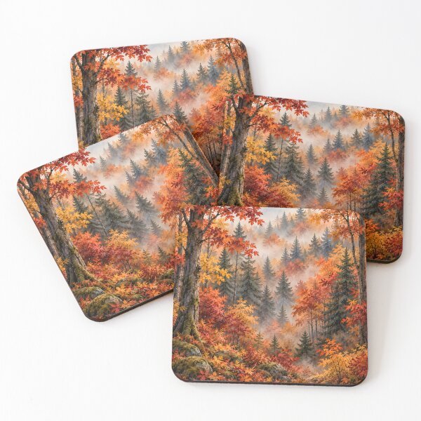 Item preview, Misty Autumn Forest Watercolor Landscape designed and sold by blankTeeShirt.