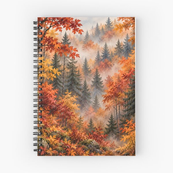 Item preview, Misty Autumn Forest Watercolor Landscape designed and sold by blankTeeShirt.