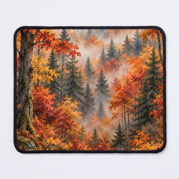 Item preview, Misty Autumn Forest Watercolor Landscape designed and sold by blankTeeShirt.