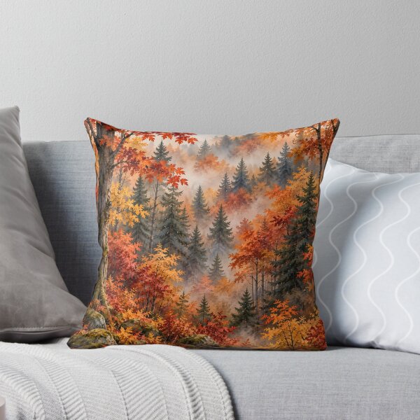 Item preview, Misty Autumn Forest Watercolor Landscape designed and sold by blankTeeShirt.
