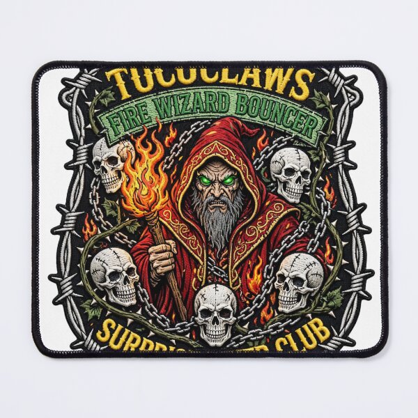Item preview, Fire Wizard Bouncer Red Pyromancer | Surprise Biker Club Patch Graphic Tags: designed and sold by TOCOCLAWS.