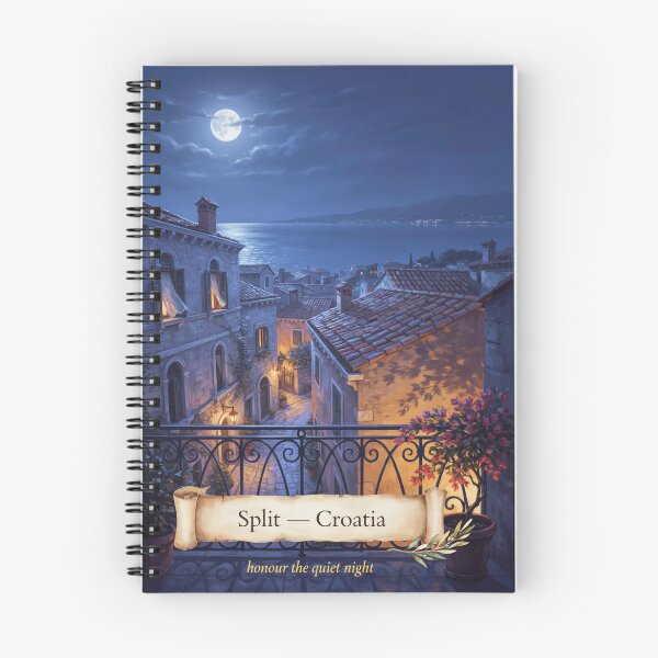 Item preview, Split Moonlit Balcony Streetscape — Romantic Mediterranean Night Art designed and sold by stickercuffs.