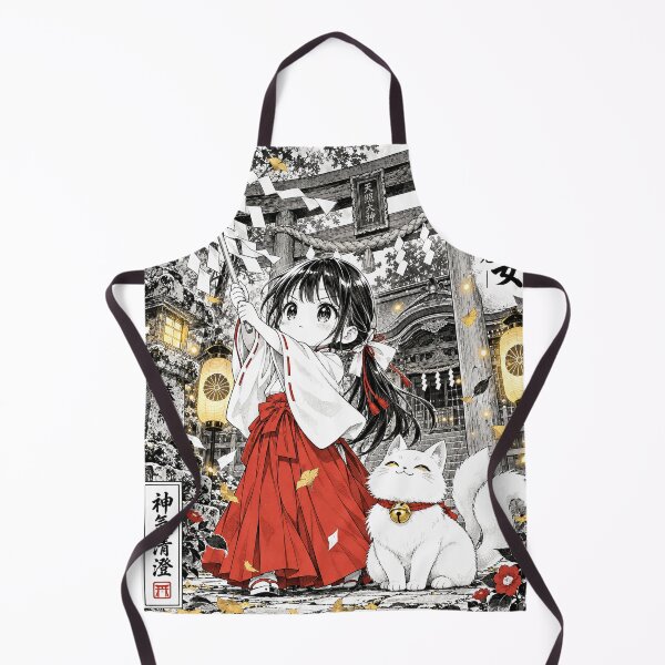 Item preview, Little Shrine Maiden – Chibi Miko & Lucky Cat designed and sold by WUSCHELWORKS.