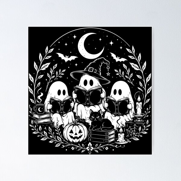 Item preview, Halloween ghosts read books Cozy Autumn designed and sold by Christine Krahl.