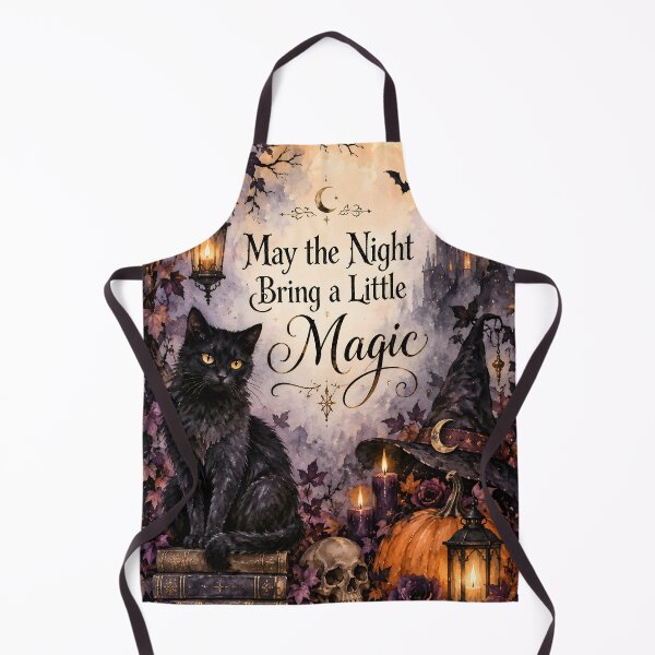 Item preview, May the Night Bring a Little Magic – Gothic Halloween Black Cat designed and sold by blankTeeShirt.