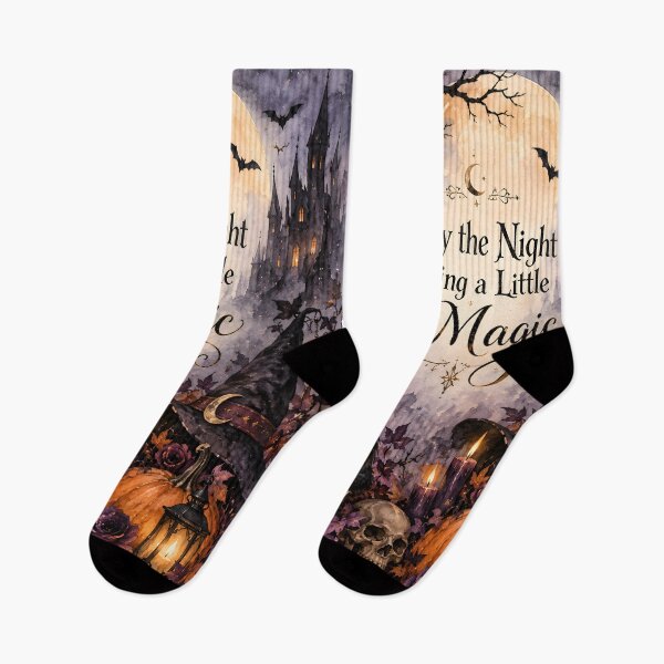 Item preview, May the Night Bring a Little Magic – Gothic Halloween Black Cat designed and sold by blankTeeShirt.