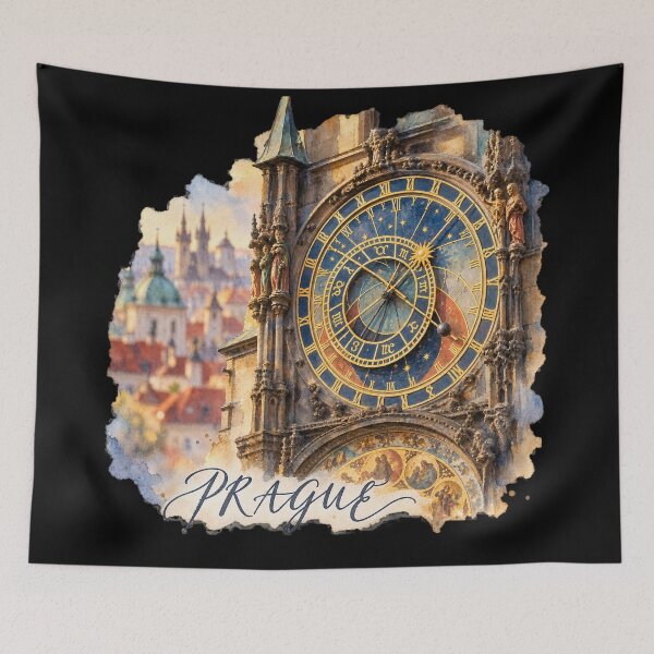 Item preview, Prague Astronomical Clock Watercolor | Orloj Illustration designed and sold by Ela-graphicwiz.