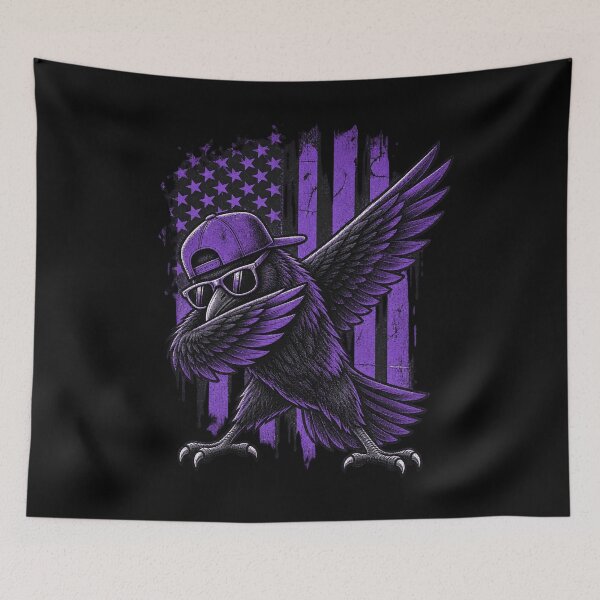Item preview, Cool Dabbing Raven Bird Wearing Sunglasses Purple Flag Design designed and sold by SmithOscarShop.