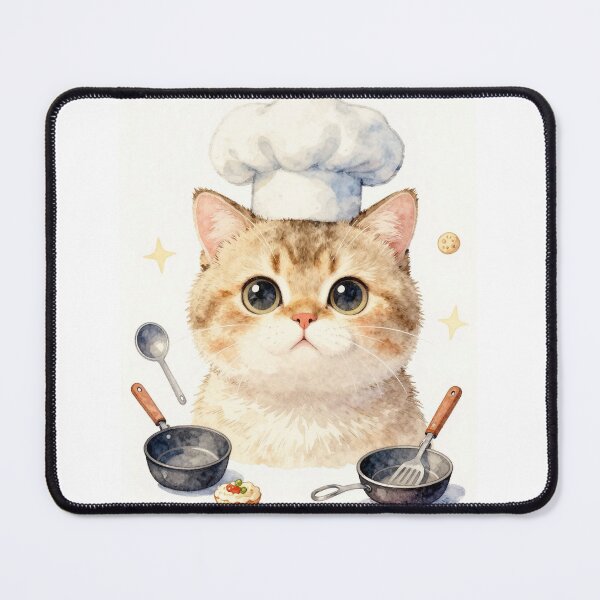 Item preview, Kawaii chef Cat with cook hat – kiss the cook Watercolor designed and sold by Ponted.