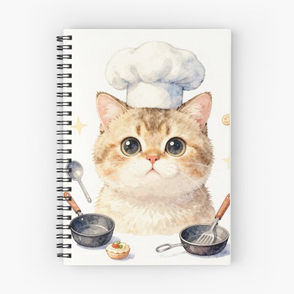 Item preview, Kawaii chef Cat with cook hat – kiss the cook Watercolor designed and sold by Ponted.