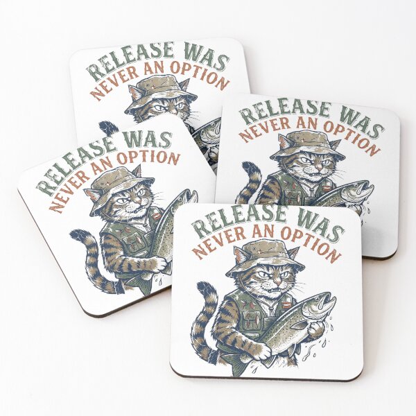 Item preview, Release Was Never An Option - Fisherman Cat Trout Catch Retro Sarcasm designed and sold by HappyHarmony40.
