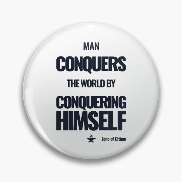 Item preview, Man Conquers the World by Conquering Himself - Zeno of Citium - Bold Stoic Motivational Quote - Dark Version designed and sold by Stoic Core.