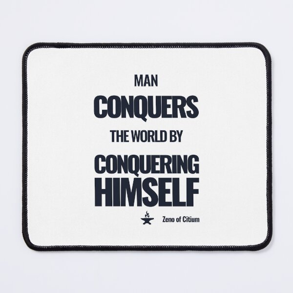 Item preview, Man Conquers the World by Conquering Himself - Zeno of Citium - Bold Stoic Motivational Quote - Dark Version designed and sold by Stoic Core.