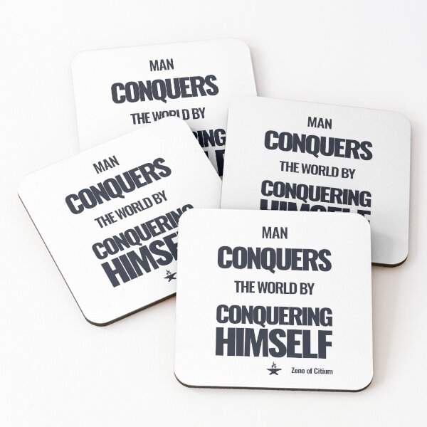Item preview, Man Conquers the World by Conquering Himself - Zeno of Citium - Bold Stoic Motivational Quote - Dark Version designed and sold by Stoic Core.