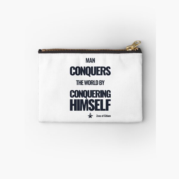 Item preview, Man Conquers the World by Conquering Himself - Zeno of Citium - Bold Stoic Motivational Quote - Dark Version designed and sold by Stoic Core.