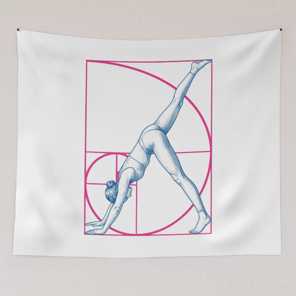 Item preview, Yoga Girl Fibonacci Spiral Geometry Downward Dog Pose designed and sold by GrandeDuc.