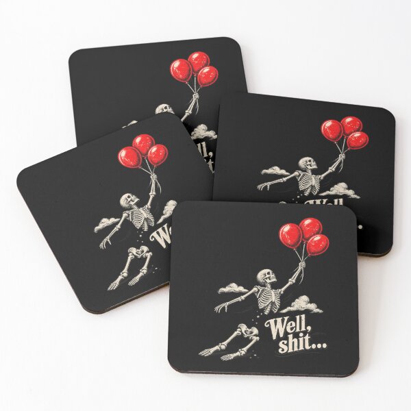Item preview, Well Sh*t Funny Sarcastic Skeleton Red Balloons Design designed and sold by SmithOscarShop.