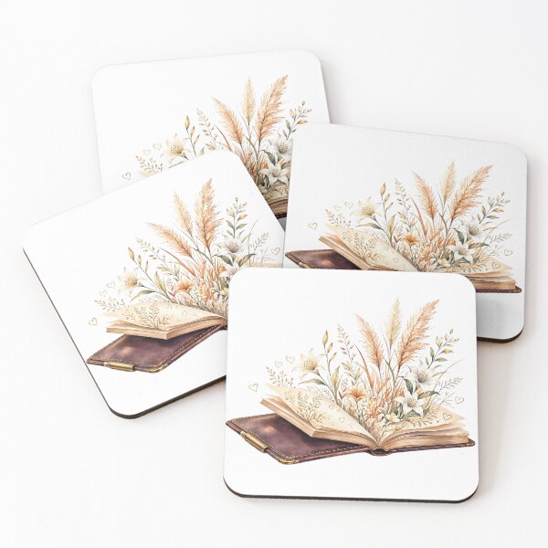 Item preview, Vintage Magic Journal with Pampas Grass and Golden Hearts designed and sold by CraftyValley.