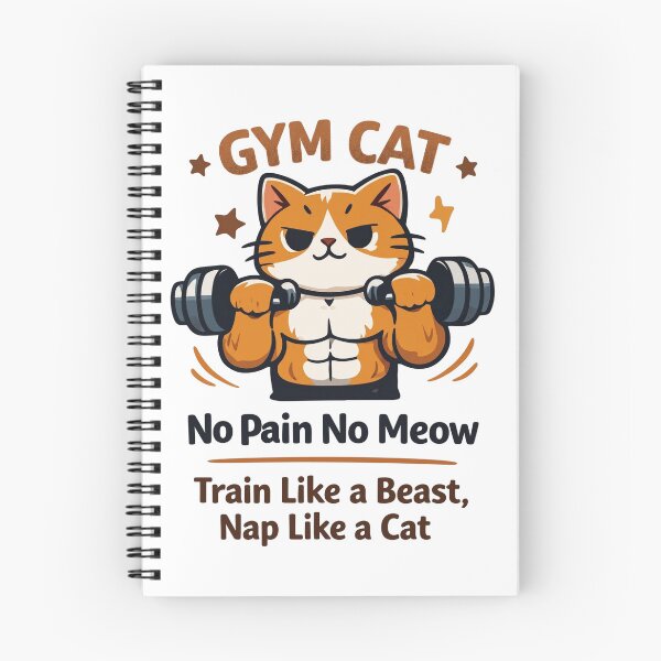 Item preview, Funny Gym Cat No Pain No Meow Weightlifting Workout Meme designed and sold by Hilal-Studio.