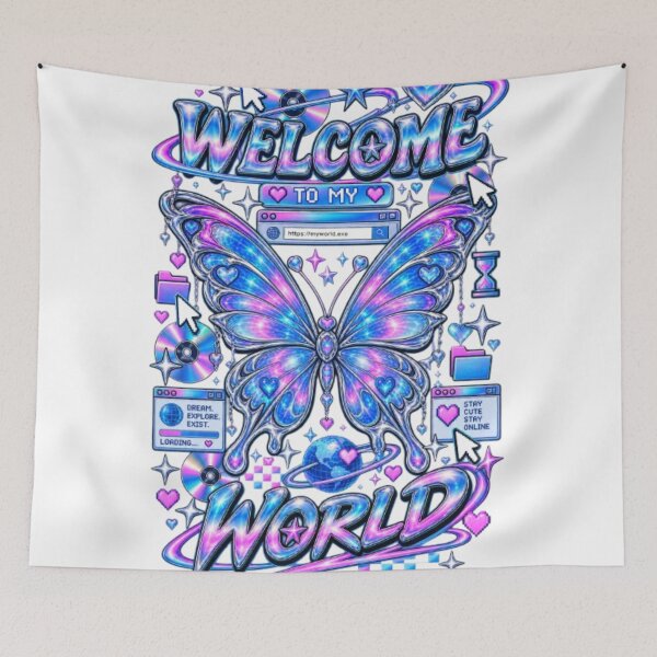 Item preview, Welcome to My World Y2K Cybercore Butterfly Retro Internet designed and sold by EssentialsWear.