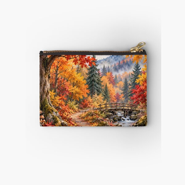 Item preview, Autumn Forest Path with Wooden Bridge and Mountain Stream designed and sold by blankTeeShirt.